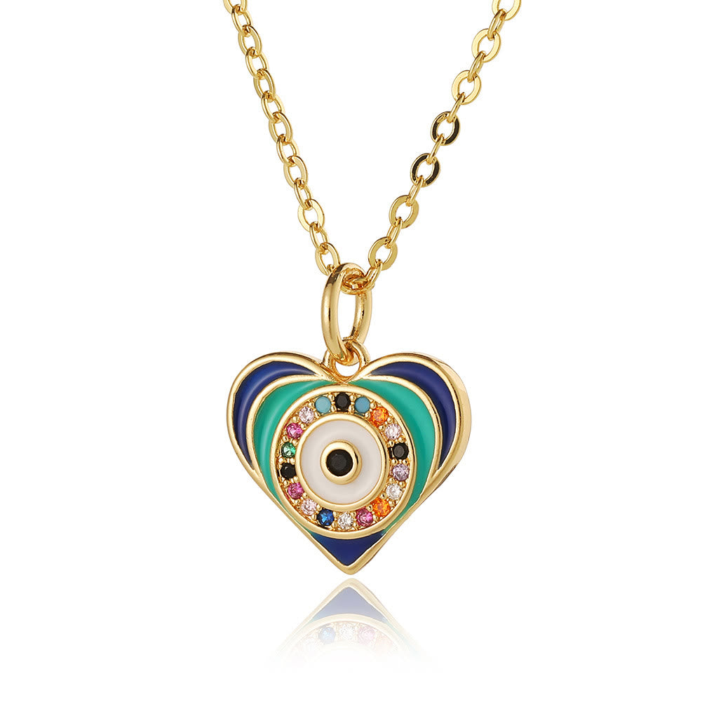 Olivenorma Epoxy Evil Eye Hamsa Heart Shape Necklace