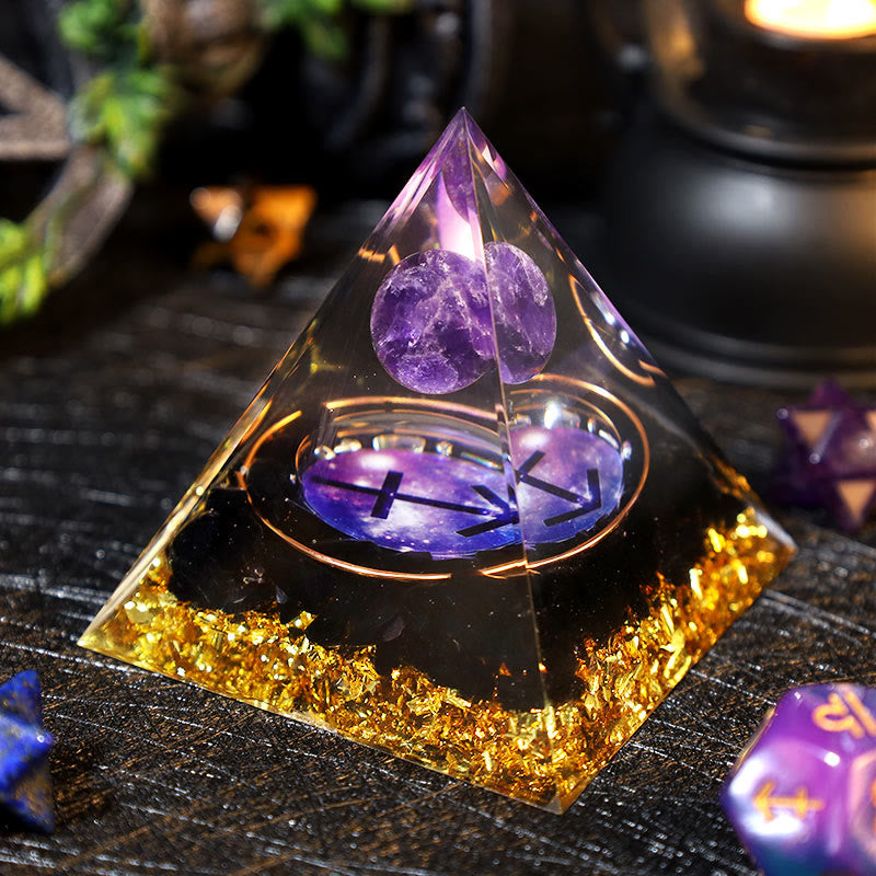 Olivenorma Amethyst Ball Obsidian Gravel Zodiac Sagittarius Orgone Pyramid