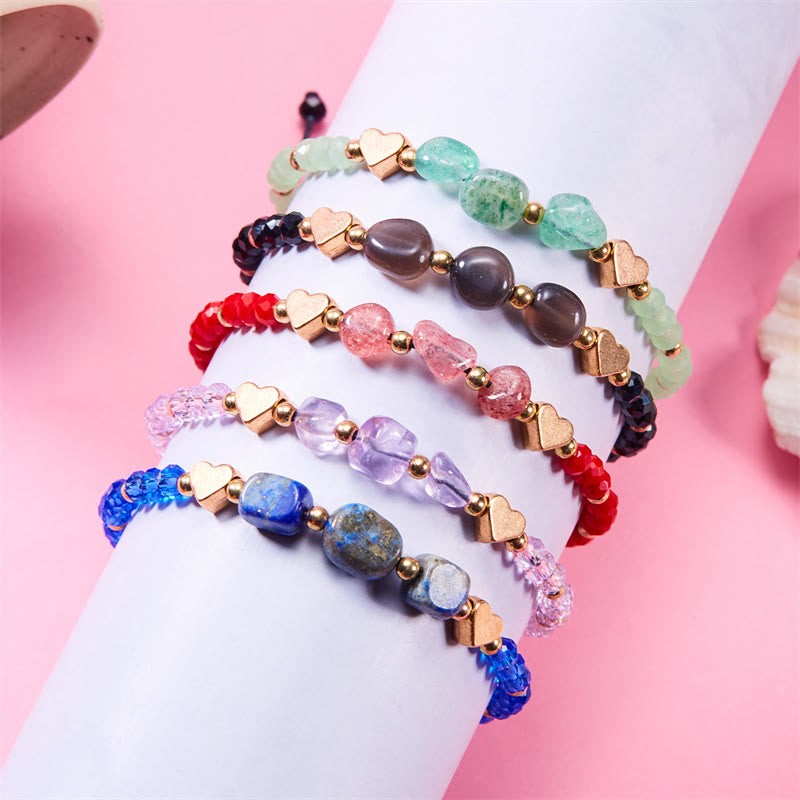 Olivenorma Irregular Natural Gravel Love Beaded Braided Bracelet