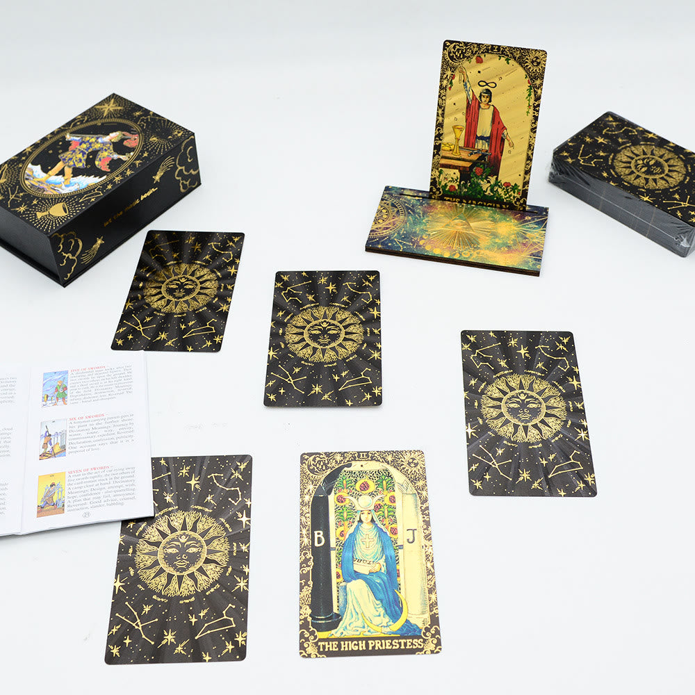 Olivenorma Black Gold Waite Foil Golden Tarot Deck Cards