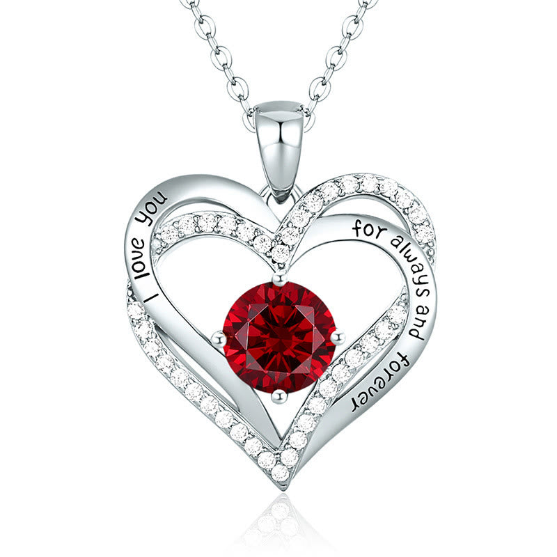 Olivenorma "I love you for always and forever" - Birtshtone Heart Necklace - Silver - July - image 22