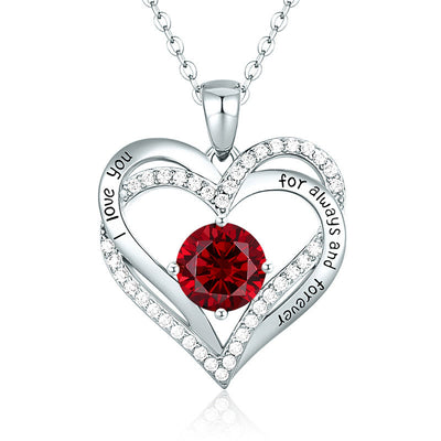 Olivenorma "I love you for always and forever" - Birtshtone Heart Necklace - Silver - July - image 22
