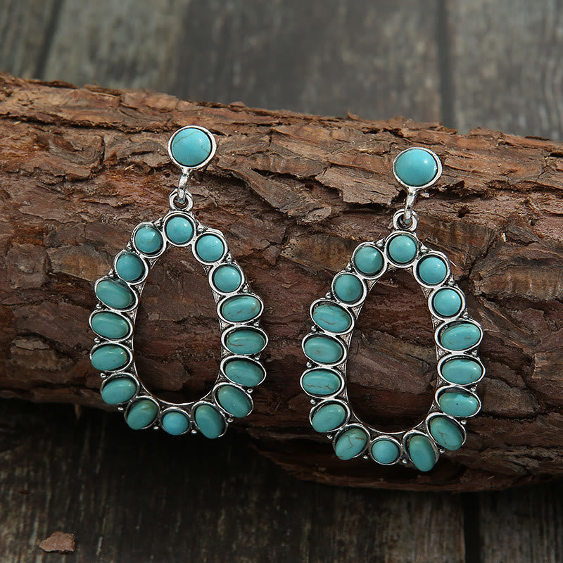 Olivenorma Waterdrop Cutout Set Turquoise Stud Bohemia Earrings