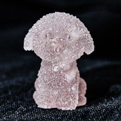 Olivenorma Natural Stone Puppy Decoration - Pink Crystal-Teddy dog - image 37