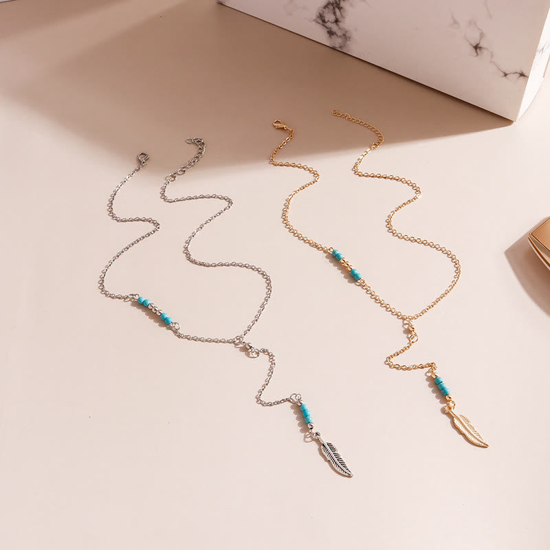 Olivenorma Turquoise Leaf Pendant Bohemian Necklace - image 8