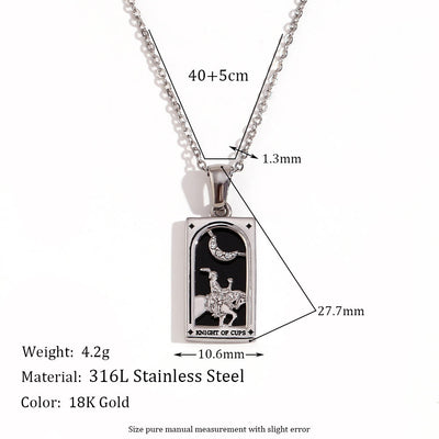 Olivenorma Stainless Steel 18k Gold Plated Tarot Card Necklace