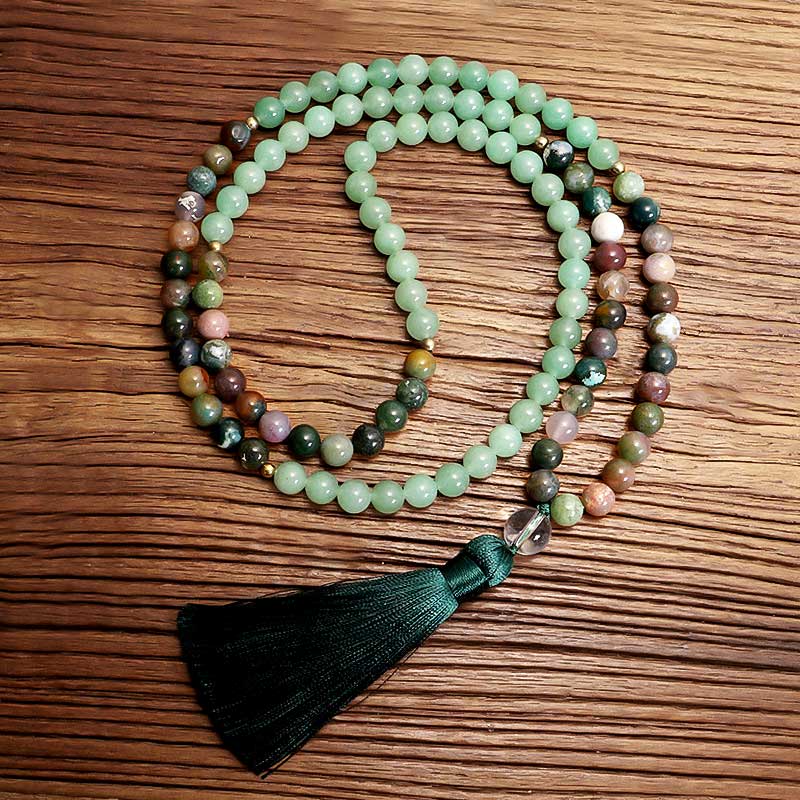 Olivenorma Green Aventurine Indian Agate Necklace Bracelet Mala