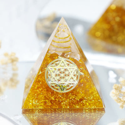 Olivenorma Citrine Wealth Metatron's Cube Orgone Pyramid