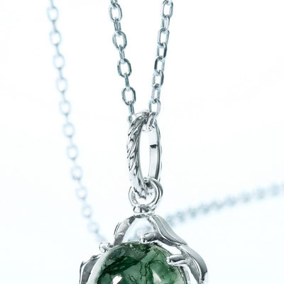 Olivenorma Moss Agate S925 Irregular Bezel Necklace