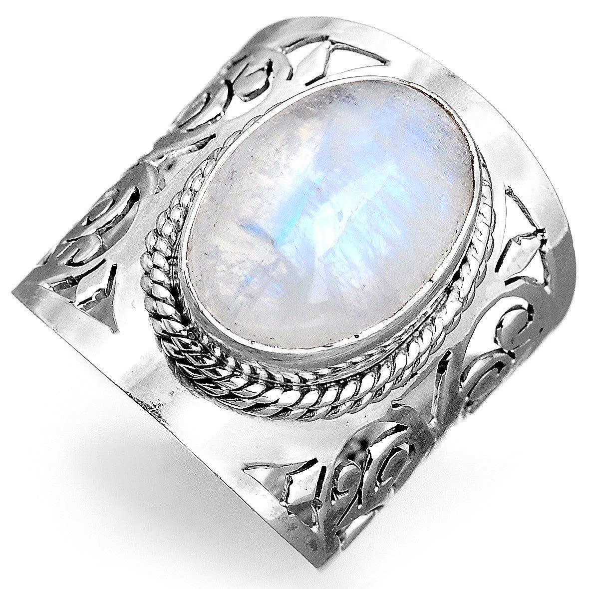 Olivenorma Large Moonstone Filigree Ring