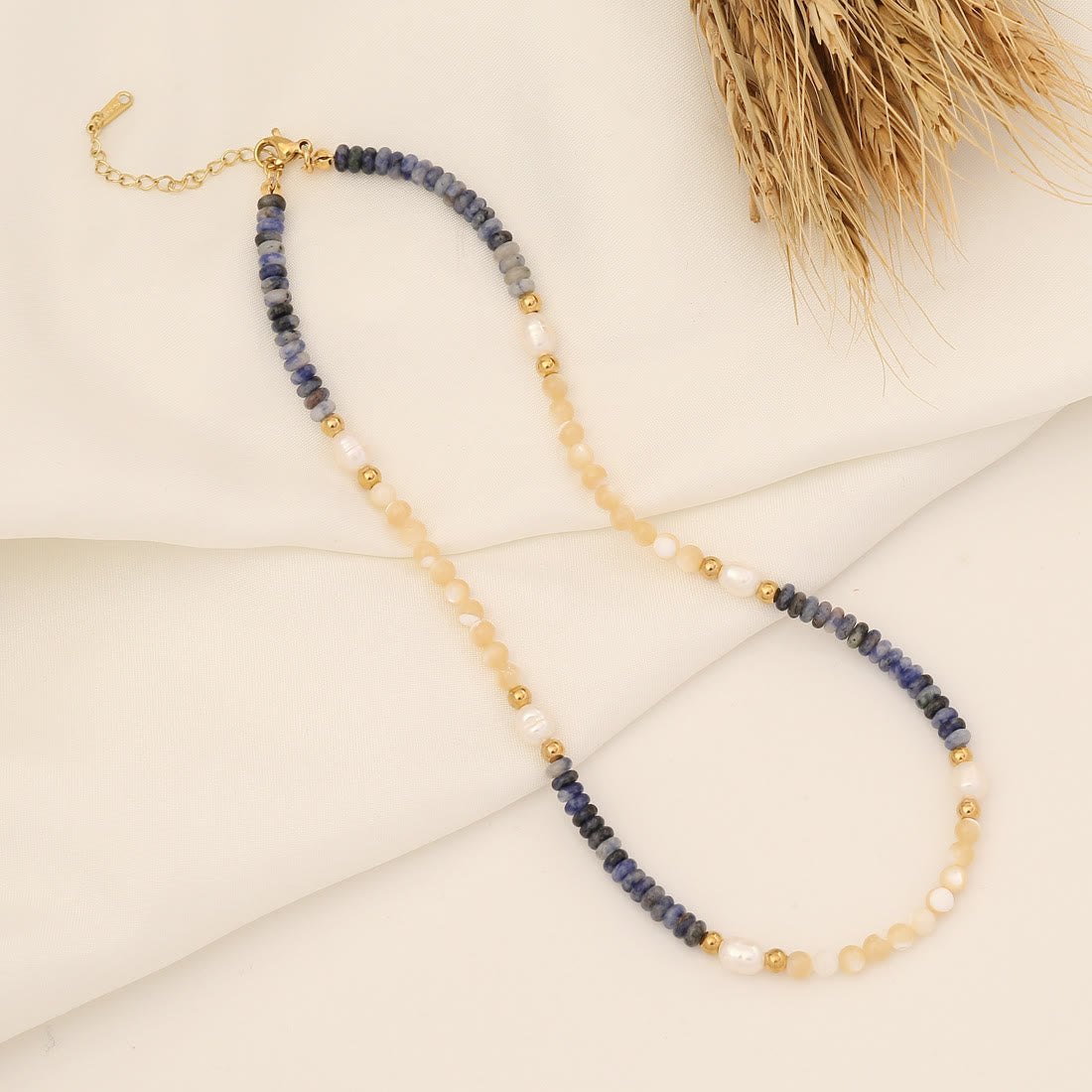 Olivenorma Bohemian Abacus Beads Natural Stone Necklace