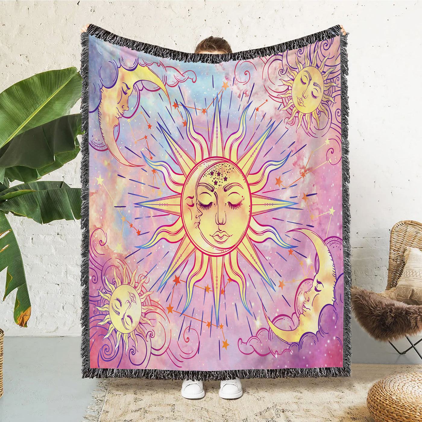 Olivenorma Meditation Chakra Pattern Lace Tassel Tapestry