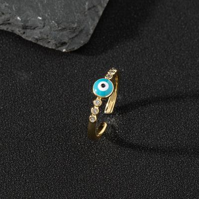 Olivenorma White Zircon Ring Evil Eye Adjustable Ring