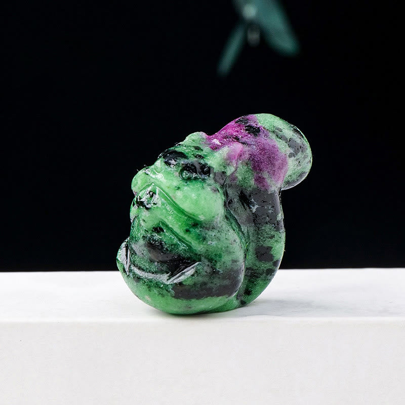 Olivenorma Natural Crystal Squirrel Carving Ornament Gemstone Decoration - Ruby Zoisite - image 11