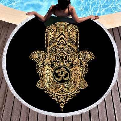 Olivenorma Hamsa Print Round Beach Towel Tapestry