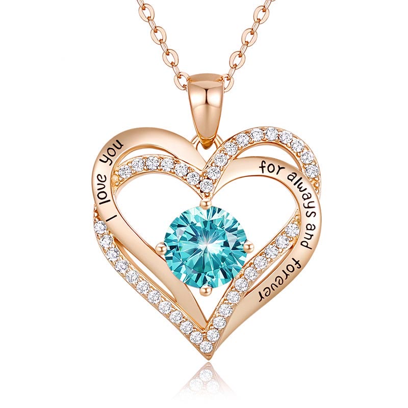 Olivenorma "I love you for always and forever" - Birtshtone Heart Necklace - Rosegold - December - image 15