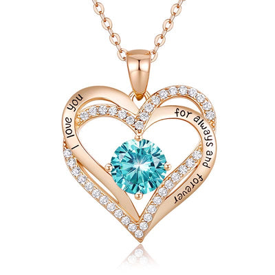 Olivenorma "I love you for always and forever" - Birtshtone Heart Necklace - Rosegold - December - image 15