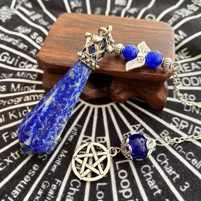 Olivenorma Lapis Lazuli Crystal Crown Wings Pendulum