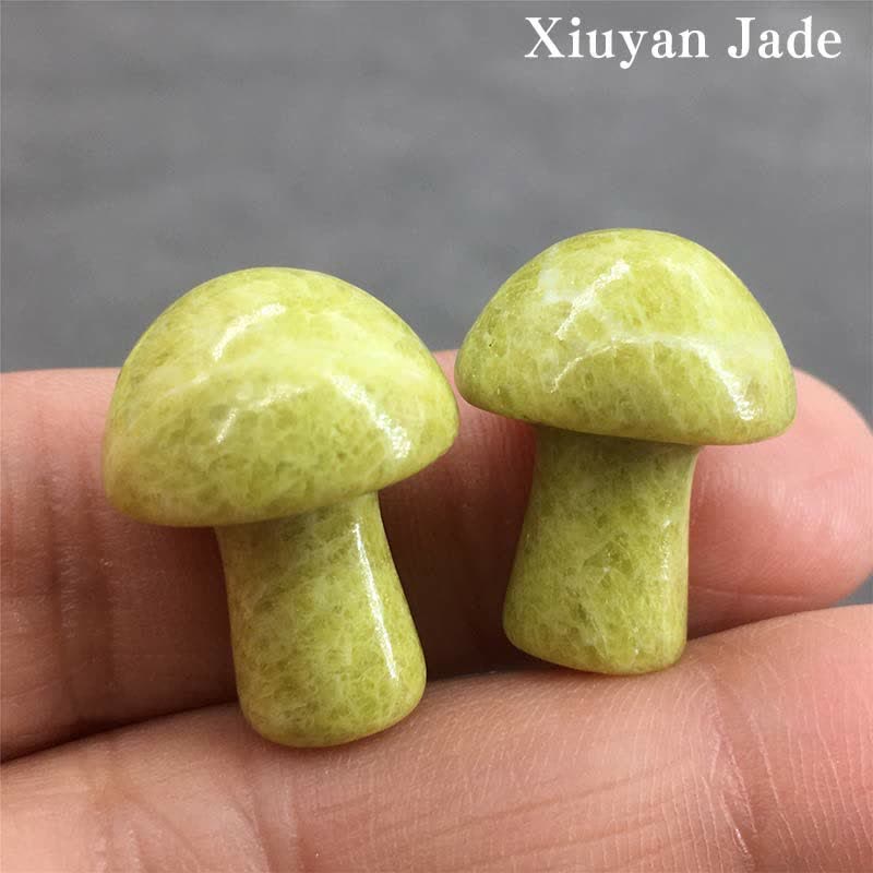 Olivenorma Natural Crystal Mini Mushroom Decoration  - Xiuyan Jade - image 18