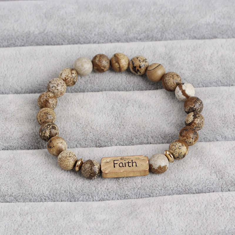 Olivenorma Natural Gemstone Active Faith Engraving Bracelet