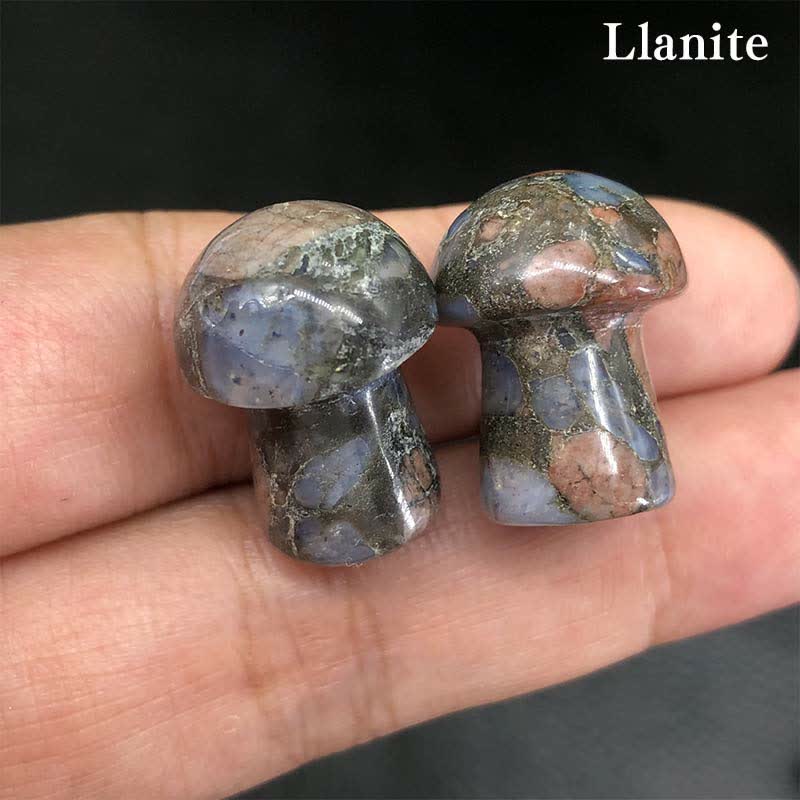 Olivenorma Natural Crystal Mini Mushroom Decoration  - Llanite - image 11