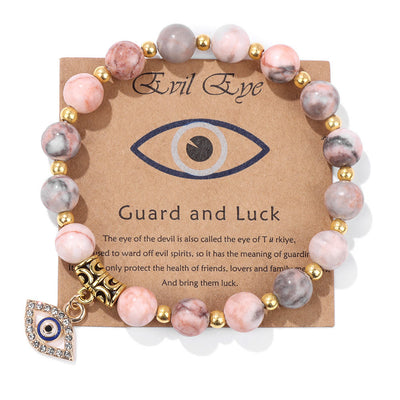 Olivenorma Natural Stone Bead Evil Eye Pendant Bracelet