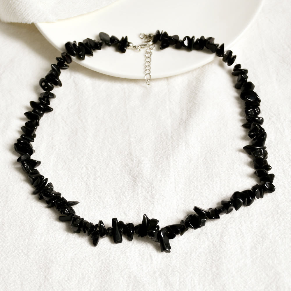 Olivenorma Irregular Shaped Polished Crystal Stone Necklace - Obsidian - image 5
