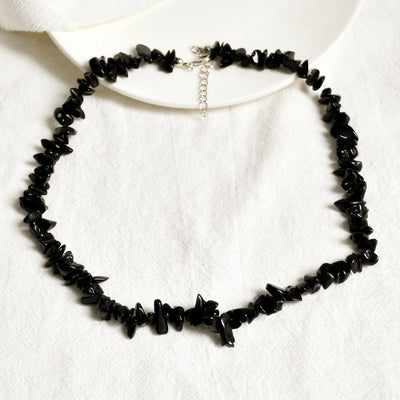 Olivenorma Irregular Shaped Polished Crystal Stone Necklace - Obsidian - image 5
