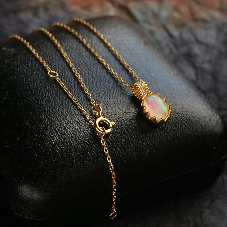 Olivenorma Opal Yellow Golden Ring Necklace