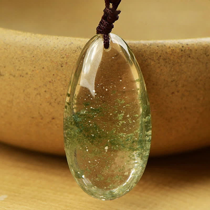 Olivenorma Natural Green Phantom Quartz Crystal Necklace