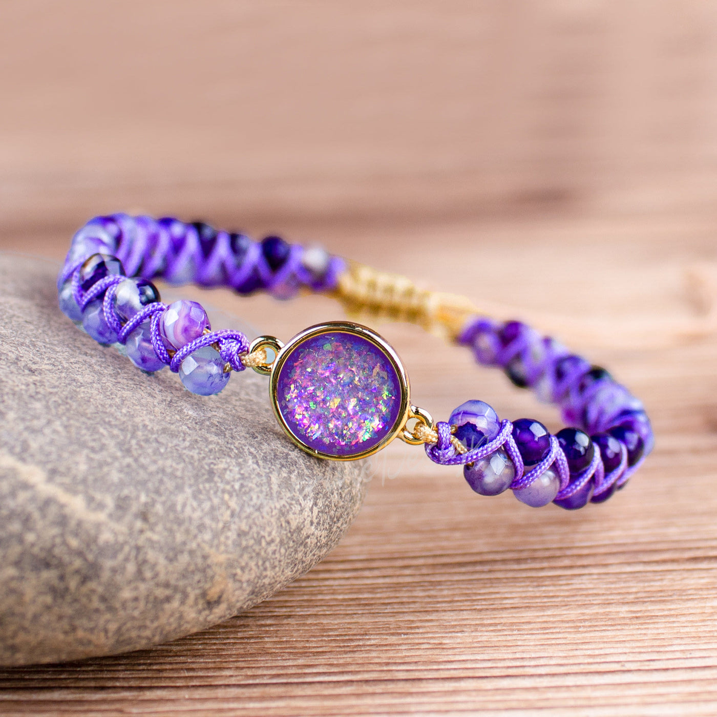 Olivenorma Purple Agate Woven Women's Bracelet