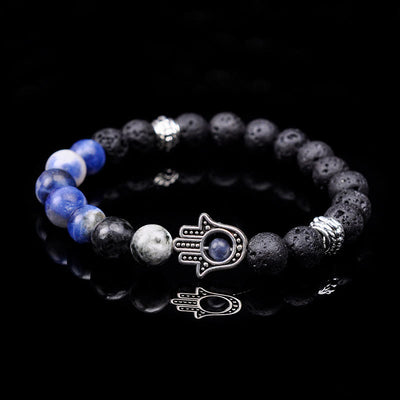 Olivenorma Handmade Natural Stone Beads Hamsa Pendant Bracelet