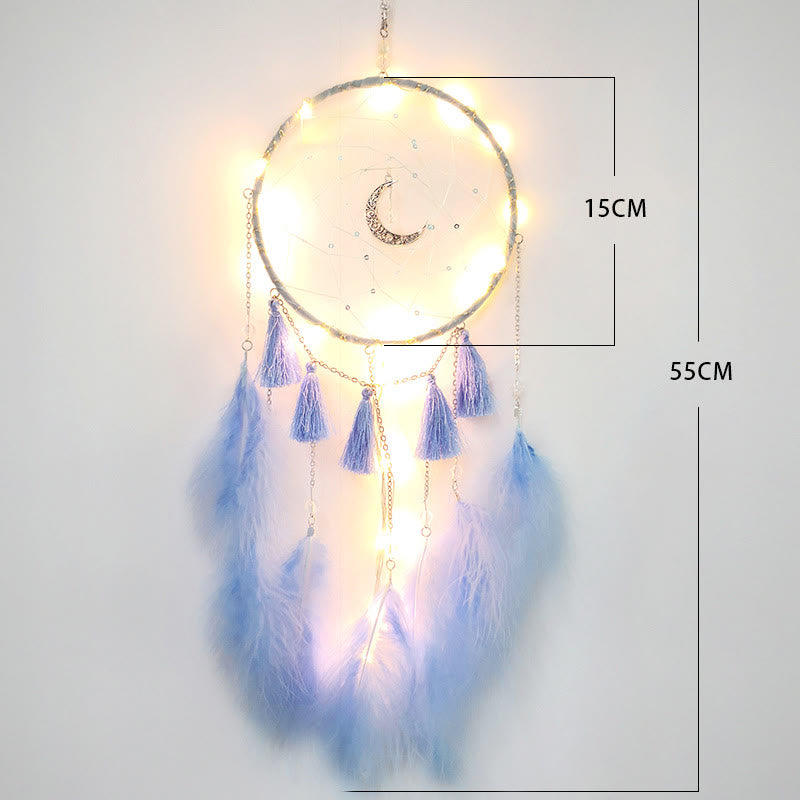Olivenorma Fairy White Feather Moon Pendant Dream Catcher - image 12