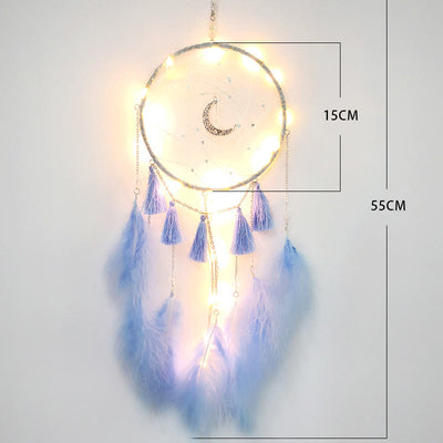 Olivenorma Fairy White Feather Moon Pendant Dream Catcher - image 12