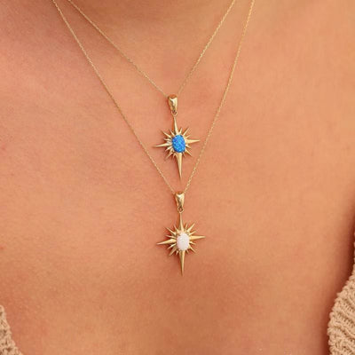 Olivenorma Natural Opal Light Star 18K Gold Necklace