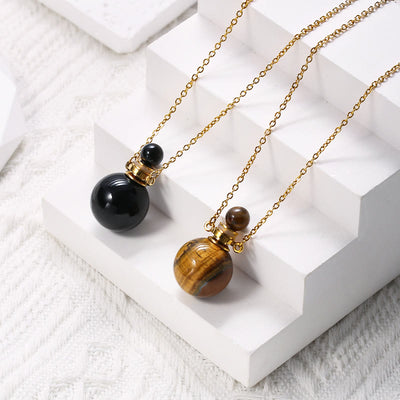 Olivenorma Round Stone Perfume Bottle Pendant Pendants Necklace