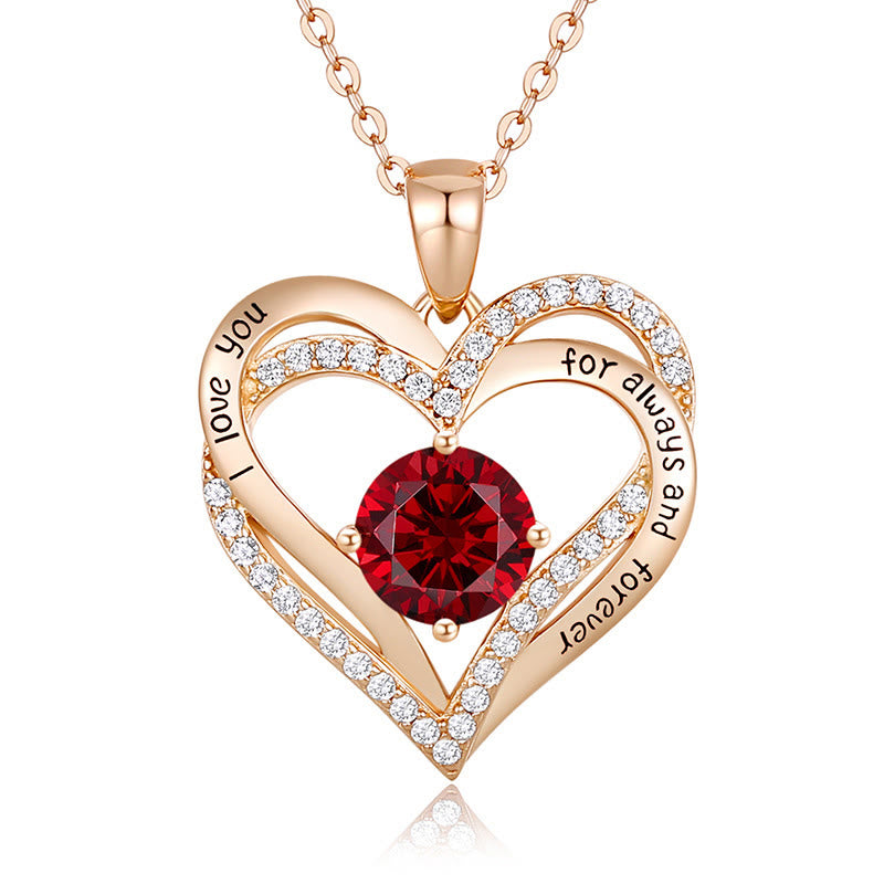 Olivenorma "I love you for always and forever" - Birtshtone Heart Necklace - Rosegold - January - image 1