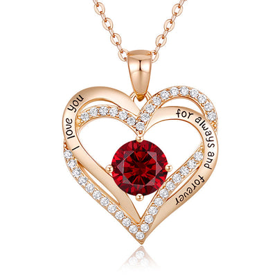 Olivenorma "I love you for always and forever" - Birtshtone Heart Necklace - Rosegold - January - image 1