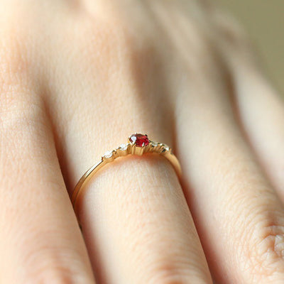 Olivenorma 18K Gold Garnet Minimalist Tiny Ring