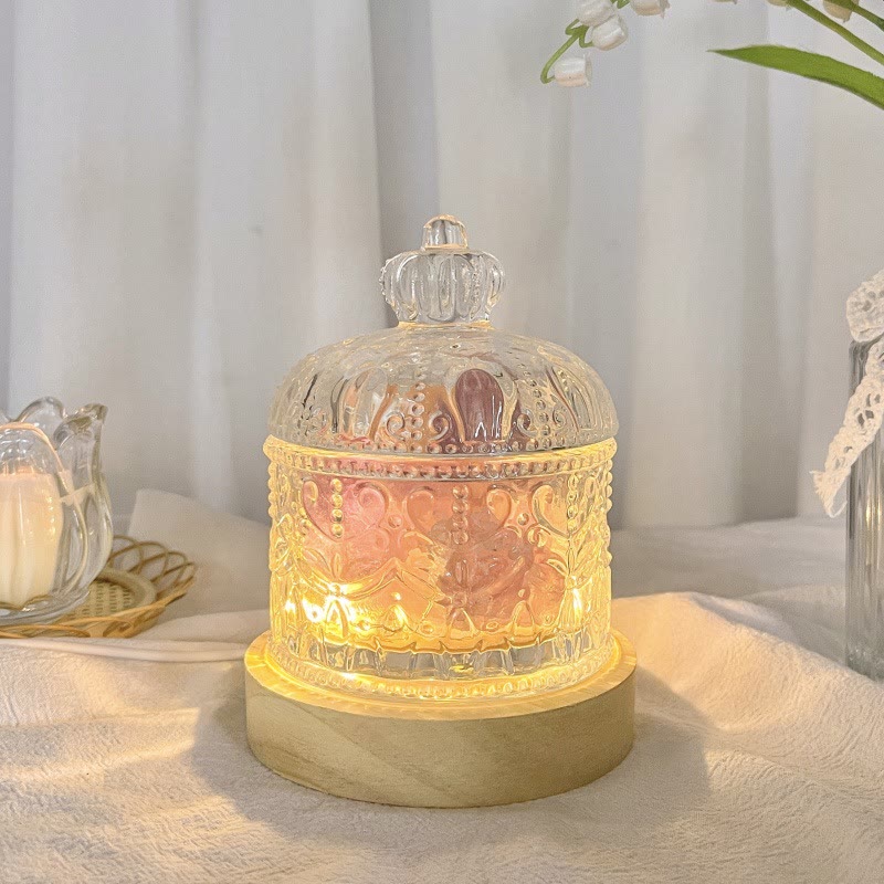 Olivenorma Diffuser Stone Carved Glass Cup Crystal Aromatherapy Lamp