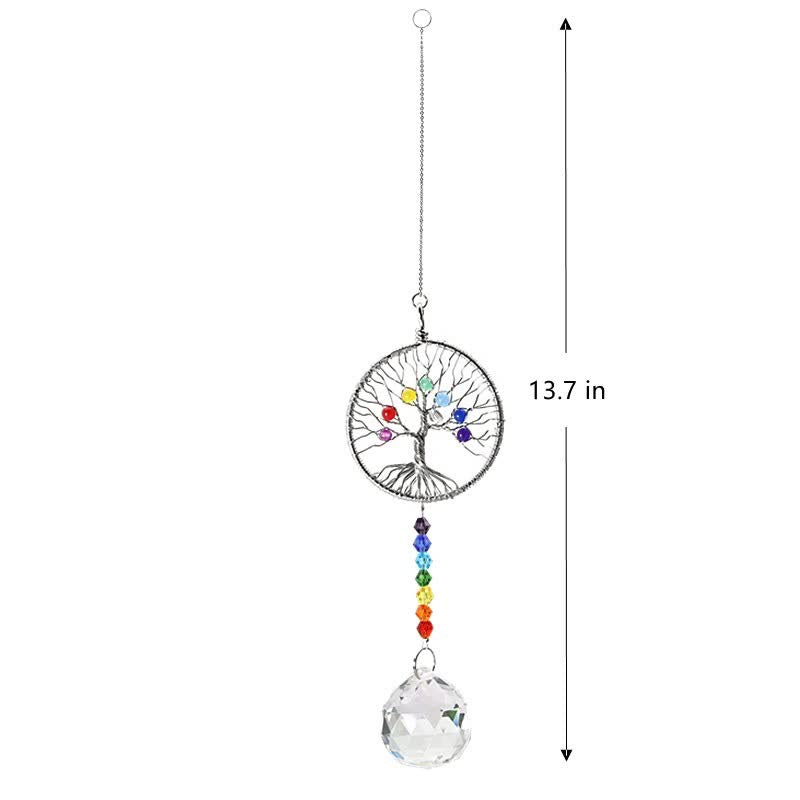 Colorful Tree of Life Crystal Wind Chime Suncatcher