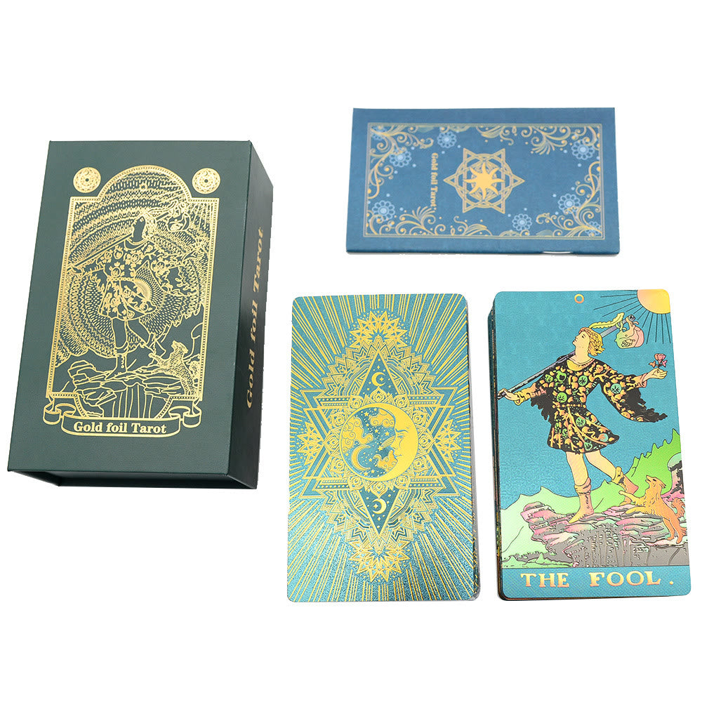 Olivenorma Green Blue Moon Gold Foil Tarot Cards