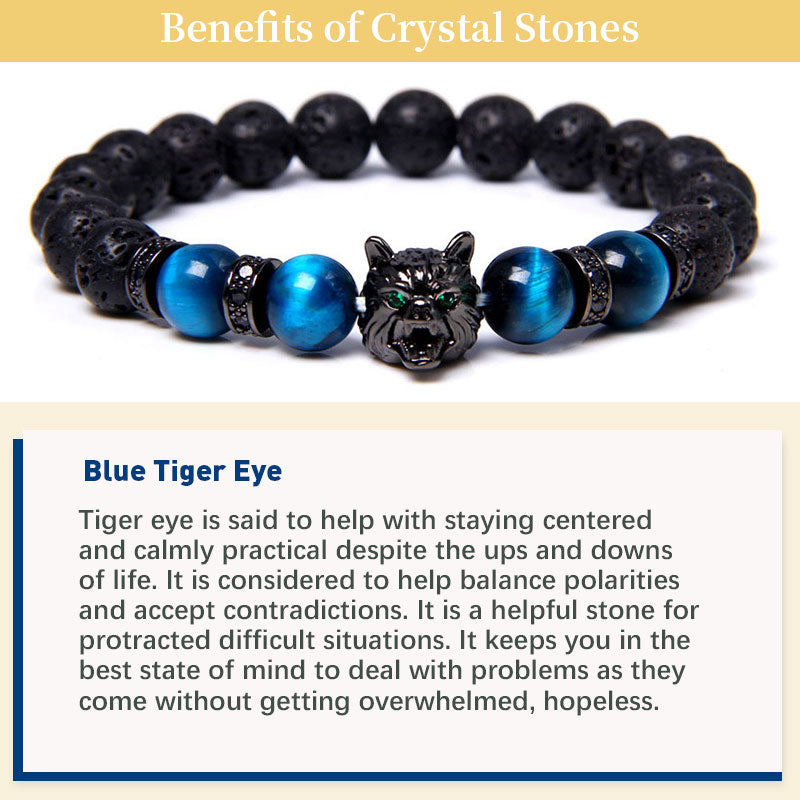 Olivenorma Blue Tiger Eye Wolf Bracelet