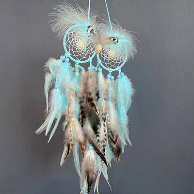 Olivenorma Prehnite Owl Shape Blue Dream Catcher