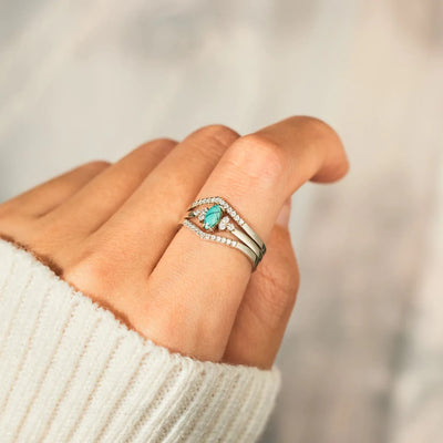 Olivenorma S925 Sterling Silver Turquoise Two-piece Ring