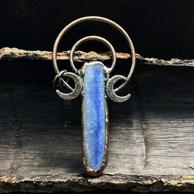 Olivenorma Kyanite Copper Double Moon Ring Pendant Necklace