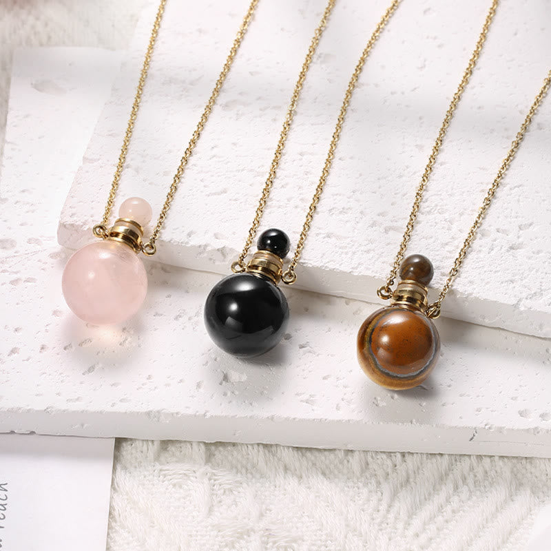 Olivenorma Round Stone Perfume Bottle Pendant Pendants Necklace