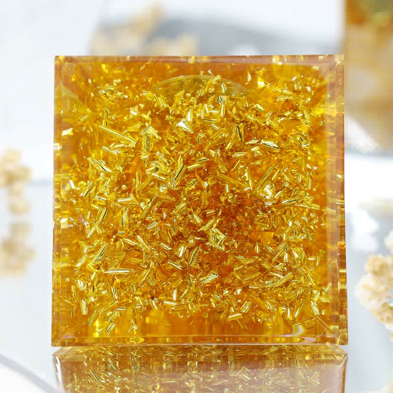 Olivenorma Citrine Wealth Metatron's Cube Orgone Pyramid