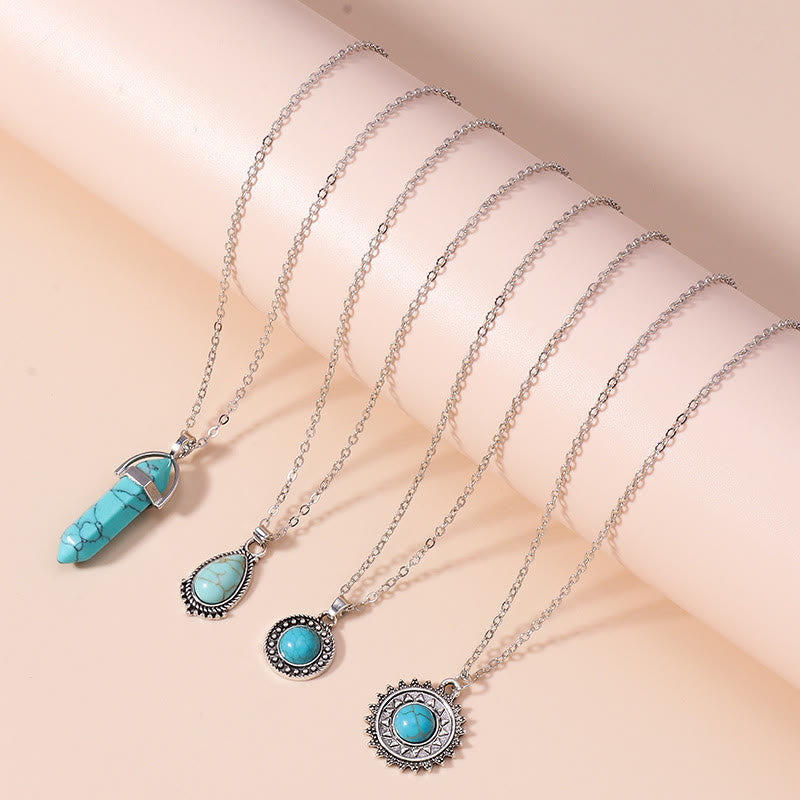 Olivenorma Turquoise Earrings Multi-layered Necklace Set