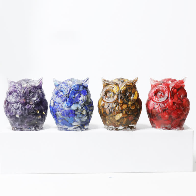 Olivenorma Natural Crystal Cute Owl Gemstone Decoration